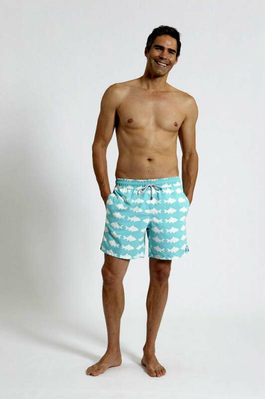 Tom & Teddy Fish Blue & White フィッシュ・ブルー&ホワイト トム & テディー メンズ サイズ オーストラリアンスイムウェア 水着 男性用 サーフパンツ ハーフパンツ 海水浴 プール 海パン 生活用品