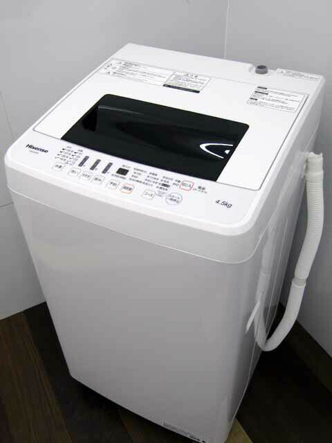 【中古 洗濯機】【掃除機おまけ付き】ハイセンス HW-E4502 4.5kg ホワイト 2018～2019年製 【S】中古洗濯機 洗濯機 家電 1人暮らし 単身者向け 1〜2人用 小型 激安 価格 安い おすすめ バリュー商品