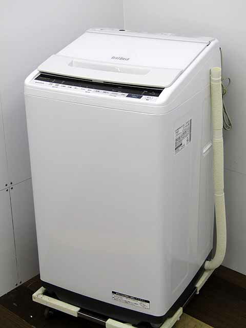 保証付き 中古 洗濯機 日立 ビートウォッシュ BW-V70E 2019年製 7.0kg ホワイト 家電 ファミリー向け サイズ 大型 激安 価格 安い おすすめ