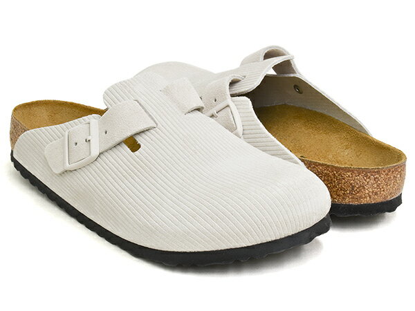 BIRKENSTOCK BOSTONANTIQUE WHITE / EMBOSSED SUEDE