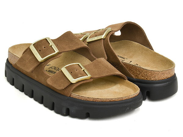 Rakuten - BIRKENSTOCK ARIZONA CHUNKY【ビルケンシュトック アリゾナ チャンキー】【パピリオ サンダル 厚底 ビルケン ナロー 細幅】【スエードレザー スウェード ダークティー ブラウン ブラック】DARK TEA / BLACK