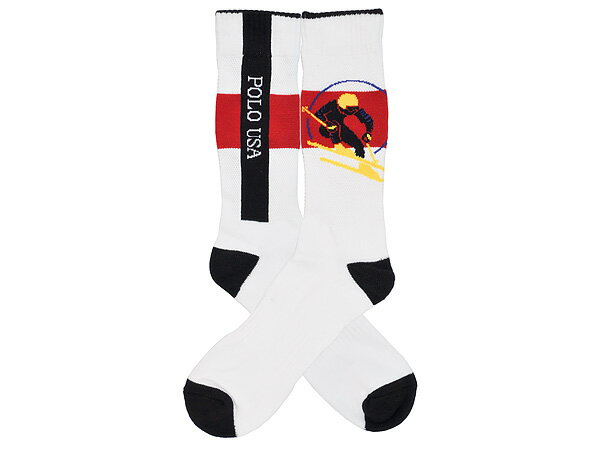 POLO RALPH LAUREN SINGLE MISMATCHED POLO USA SKIIER SOCKS【ポロ ラルフローレン ポロ ユーエスエー スキーヤー ソックス サークルスキー ヴィンテージ】WHITE NRF