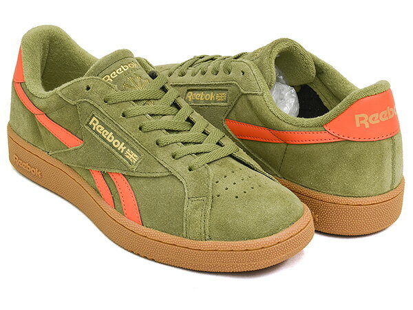 【現価格での販売は2/16 23:59まで】Reebok CLUB C GROUNDS UK【リーボック クラブ シー グラウンズ ユーケー】【チャンピオン カジュアル テニス シューズ グリーン オレンジ】GREEN / ORANGE / GUM
