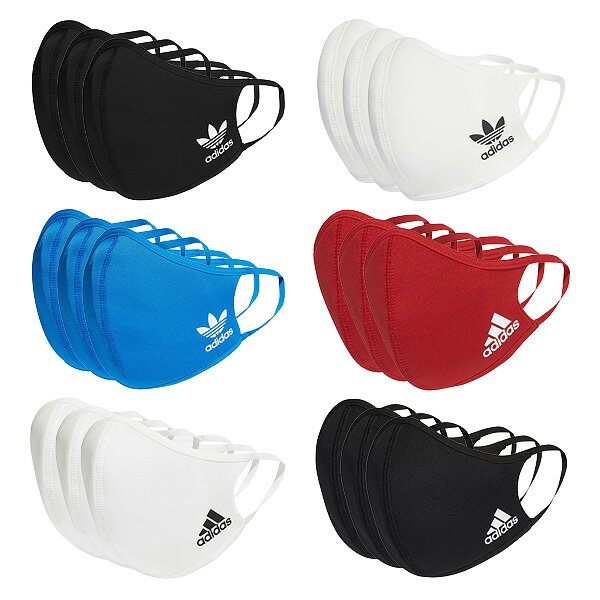 adidas FACE COVERS 3-PACK【アディダス フェイスカバー スポーツ マスク】【大人 子供 キッズ 男性 女性 男女兼用 メンズ ウィメンズ ユニセックス】【ブラック 黒 ホワイト 白 ブルー 青 レッド 赤】6 COLORS (同色3枚セット)