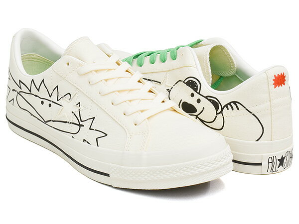 CONVERSE ONE STAR CANVAS / DAISUKE KONDO【コンバース ワンスター キャンバス】【ダイスケ コンドウ くま ペンギン 月 太陽 海外製 ホワイト】WHITE