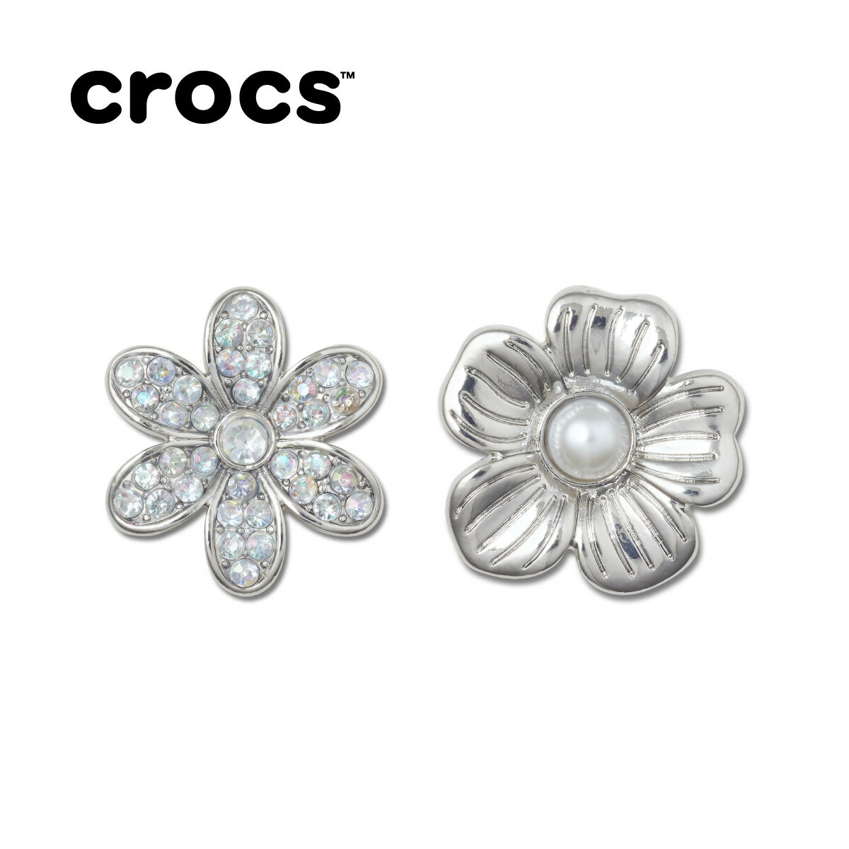 Rakuten - crocs JIBBITZ CHARMS SILVER MONOCHROME【クロックス ジビッツ チャーム】【シルバー モノクローム デイジー 花 アクセサリー カスタム】