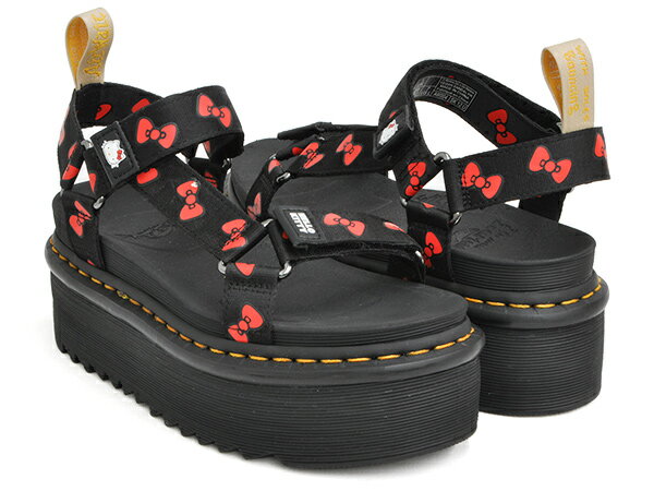 Dr.Martens VEGAN SANDAL HELLO KITTY【ドクターマーチン ハローキティ プラットフォーム サンダル 厚底】【ウィメンズ レディース ガールズ ジュニア 女性 サイズ】BLACK - REDのサムネイル