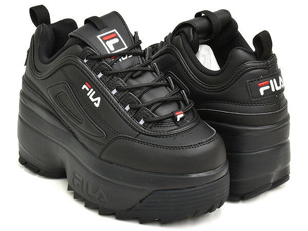 Rakuten - FILA DISRUPTOR II WEDGE【フィラ ディスラプター 2 ウェッジ】【厚底 ソール チャンキー ダッド シューズ スニーカー】【ウィメンズ レディース ガールズ ジュニア】BLACK / BLACK