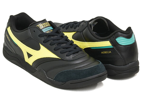 MIZUNO MORELIA LS【ライフスタイル スニーカー シューズ サッカー メンズ ウィメンズ レディース ユニセックス ブラック イエロー グリーン】BLACK / EVENING PRIMROSE / ARCADIA