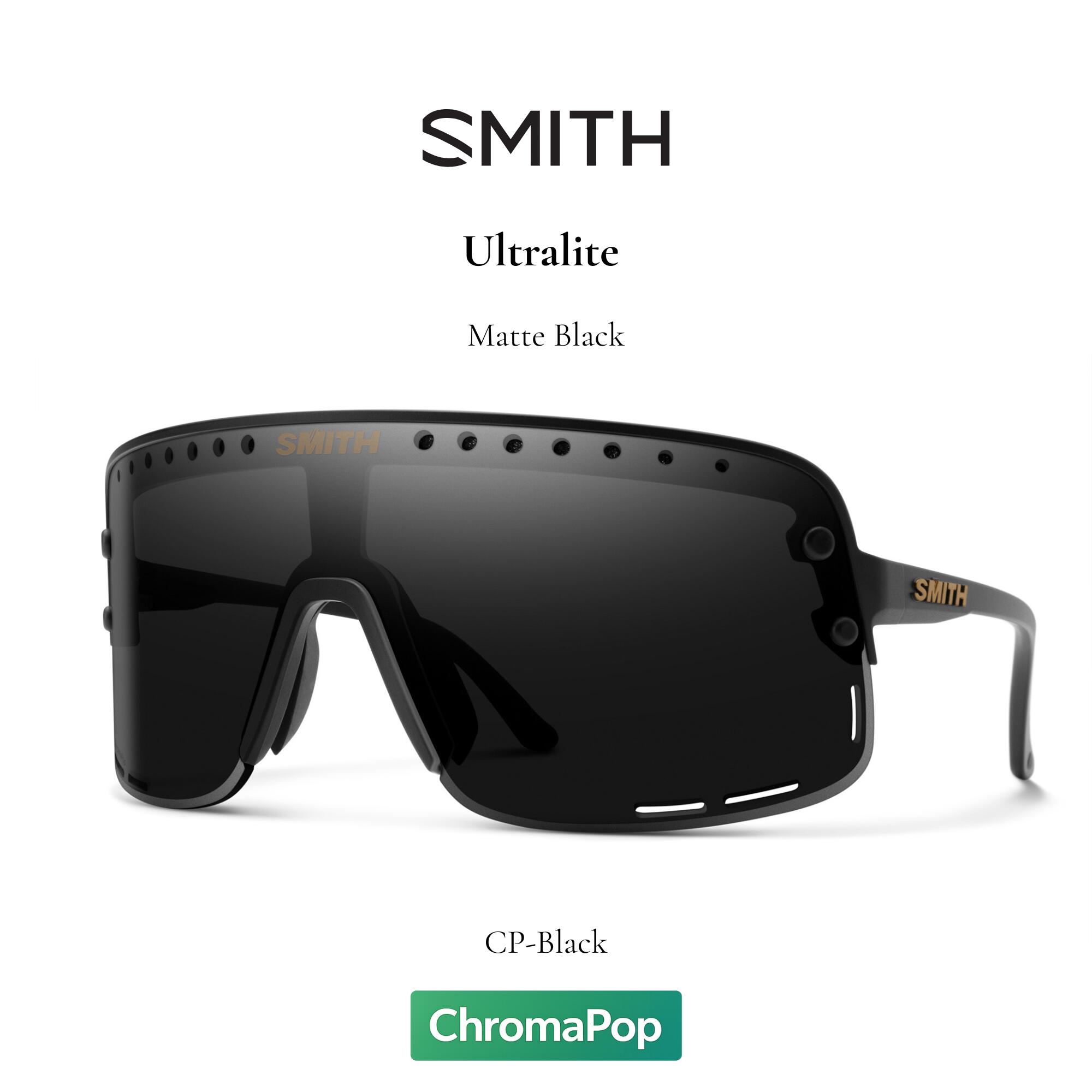 SMITH Ultralite は、ロード・グラベル・MTB・トレイルランに対応する 超軽量×高視界シールドモデル。 ベンチレーションホールを備え、ハードな運動時でも曇りにくく、 ChromaPop レンズにより路面・地形のコントラストを鮮明に映し出します。 晴天時の眩しさをしっかり抑える CP Black レンズ。 ロードからグラベルまで、日中メインで使いやすい定番構成。 ※こちらの商品は【メーカー取り寄せ商品】となります。 ご注文確定後、メーカー在庫を確認のうえ手配いたします。 ・通常、発送まで【2〜5営業日前後】お時間を頂きます ・メーカー在庫切れの場合は、別途ご連絡いたします ・取り寄せ商品のため、ご注文確定後のキャンセル・変更はお受けできません あらかじめご了承ください。□在庫に関する注意 この商品はインターネット以外でも販売しております。在庫数の更新は随時行っておりますが、お買い上げいただいた商品が、品切れになってしまうこともございます。その場合、お客様には必ず連絡をいたしますが、万が一入荷予定がない場合は、キャンセルさせていただく 場合もございますことをあらかじめご了承ください。 □注意事項 ：撮影環境、PC環境等で画像の色が若干違うことがあります。