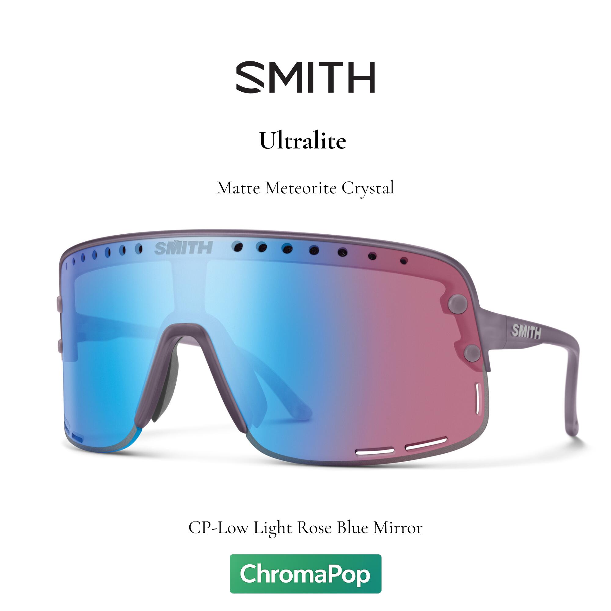 SMITH Ultralite は、ロード・グラベル・MTB・トレイルランに対応する 超軽量×高視界シールドモデル。 ベンチレーションホールを備え、ハードな運動時でも曇りにくく、 ChromaPop レンズにより路面・地形のコントラストを鮮明に映し出します。 ローズベースにブルーミラーを組み合わせた低照度向けレンズ。 朝夕や曇天時でも路面の凹凸を鮮明に映し出します。 ※こちらの商品は【メーカー取り寄せ商品】となります。 ご注文確定後、メーカー在庫を確認のうえ手配いたします。 ・通常、発送まで【2〜5営業日前後】お時間を頂きます ・メーカー在庫切れの場合は、別途ご連絡いたします ・取り寄せ商品のため、ご注文確定後のキャンセル・変更はお受けできません あらかじめご了承ください。□在庫に関する注意 この商品はインターネット以外でも販売しております。在庫数の更新は随時行っておりますが、お買い上げいただいた商品が、品切れになってしまうこともございます。その場合、お客様には必ず連絡をいたしますが、万が一入荷予定がない場合は、キャンセルさせていただく 場合もございますことをあらかじめご了承ください。 □注意事項 ：撮影環境、PC環境等で画像の色が若干違うことがあります。