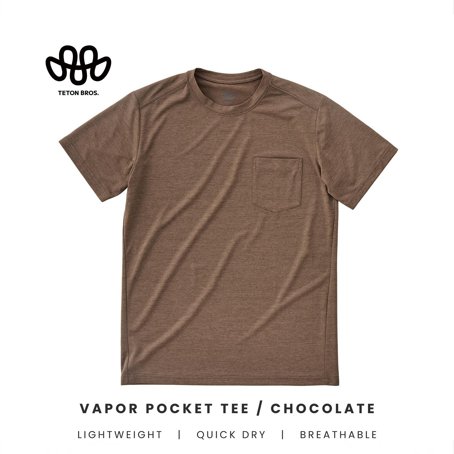 Rakuten - TETON BROS VAPOR POCKET TEE CHOCOLATE TB261-29M ティートンブロス メンズ Tシャツ 半袖 速乾 UPF30 アウトドア トレイルラン