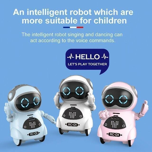 GFオンライン楽天市場店のポケットロボット インタラクティブ 会話 音声認識 歌 ダンス AI 人工知能 コンパクト ミニ ロボット おもちゃ｜アングル2