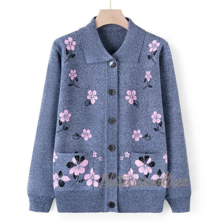 ニットカーディガン レディース 花柄 カーディガン ニット トップス 前開き ポケット おばあちゃん シニアファッション 60代 70代 80代 90代 秋冬 母の日 プレゼント ギフト 婦人服 女性 祖母 老人 お年寄り 高齢者 gfonline-10027308 GFオンライン楽天市場店 サンプル画像3