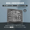 楽天グリーン＆ゴールド楽天市場店【新商品】【建築士事務所登録票】（透明アクリル×黒ステンレス） W45cm×H35cm お洒落な二層式 法定サイズ UV印刷加工 選べる4書体 宅建 許可書 事務所 法定看板 看板［gs-pl-jms-t-black］