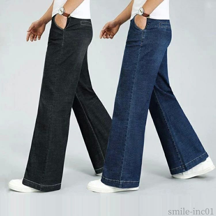 ストレッチ ワイドパンツ デニム ワイド バギーパンツ メンズ ストレートパンツ ロング丈 ジーンズ 大きいサイズ