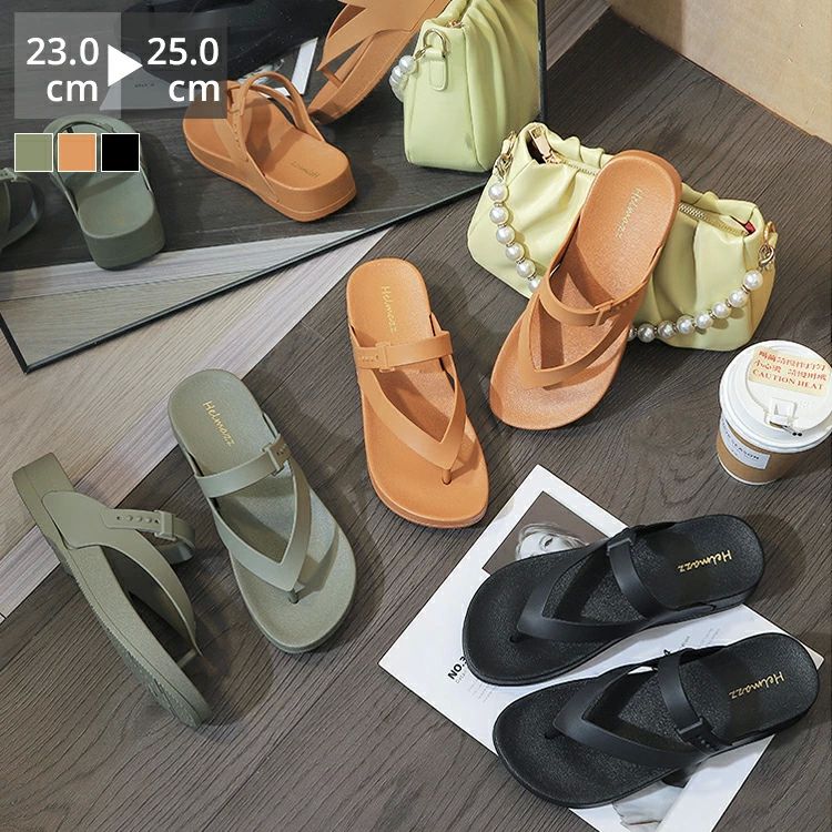 歩きやすい ローヒール ぺたんこ フラット 厚底 ストラップ かかとなし つっかけ レディース スリッパ サンダル 歩きやすい 海