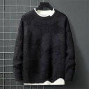 暖 おしゃれ クルーネック 厚手 レディース メンズ 重ね着風 フェイクレイヤード セーター 厚手 メンズ ニットセーター セーター