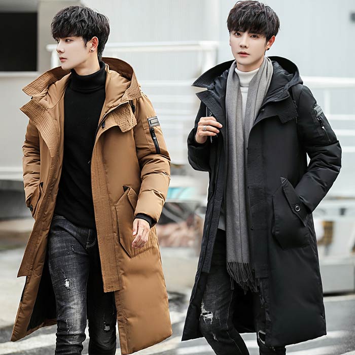 メンズ 素地 ロングコート 冬服 防寒防風 防寒 保温 アウター 3色 ダウンジャケット 厚手 フード付き 秋冬 冬アウター ハ スリム