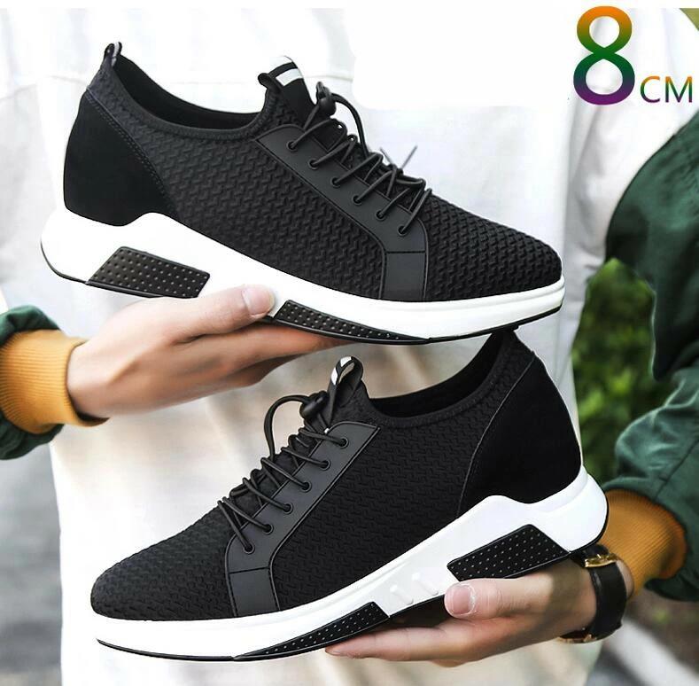 身長アップ8cm インヒール ブルー 黒 スニーカー 厚底 23.5-26.5 メンズ 通気性抜群 軽量快適 シューズ 運動靴