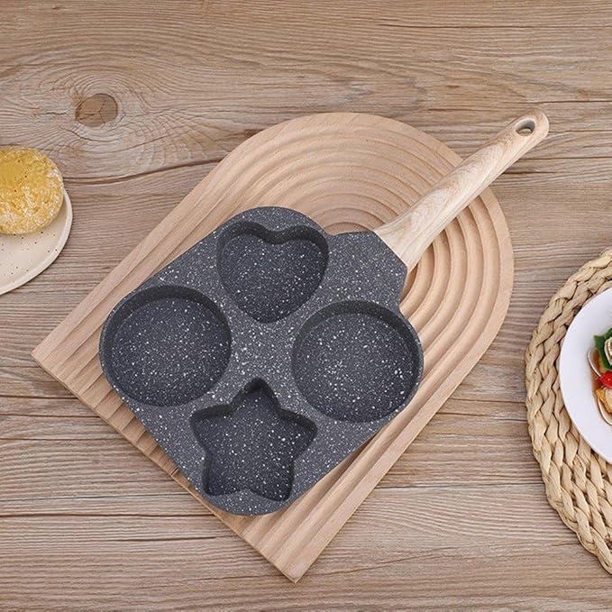 19* 業務用 家庭用 朝食用野菜用 ステーキ用バーガーポット 卵用ハート型星型 4個仕切り付き ミニオムレツパン 小さなフライパン