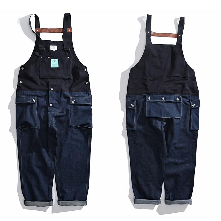 作 ボトムス チノパン サルエルパンツ ワイドパンツ ストリート系 送料無料 長ズボン ロングパンツ 切り替え メンズ サロペット