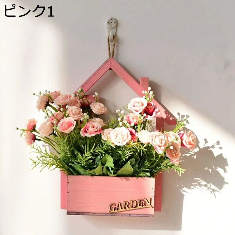 オフ 喫茶店 玄関 インテリア 撮影 アートフラワー 枯れない花 水やり不要 本物そっくり 手作り 14×6.5cm 木製花棚付き 壁掛け