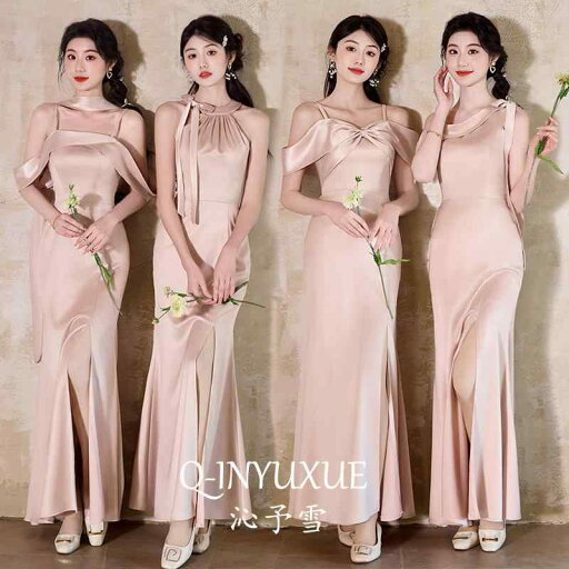 ブライズメイド服 サテン 上品 パーティー 結婚式 演奏会 ロングドレス ブライズメイド服 サテン 上品 パーティー 結婚式 演奏会 ロングドレス