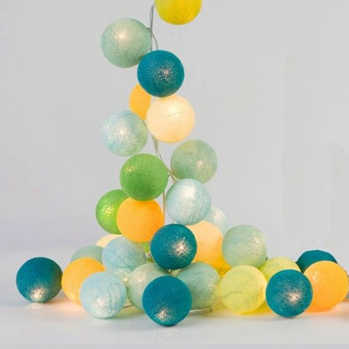 オーナメント ガーランド フロアライト LEDライト 40球イルミネーションライト 6M カラフルボールライト コットンボールランプ