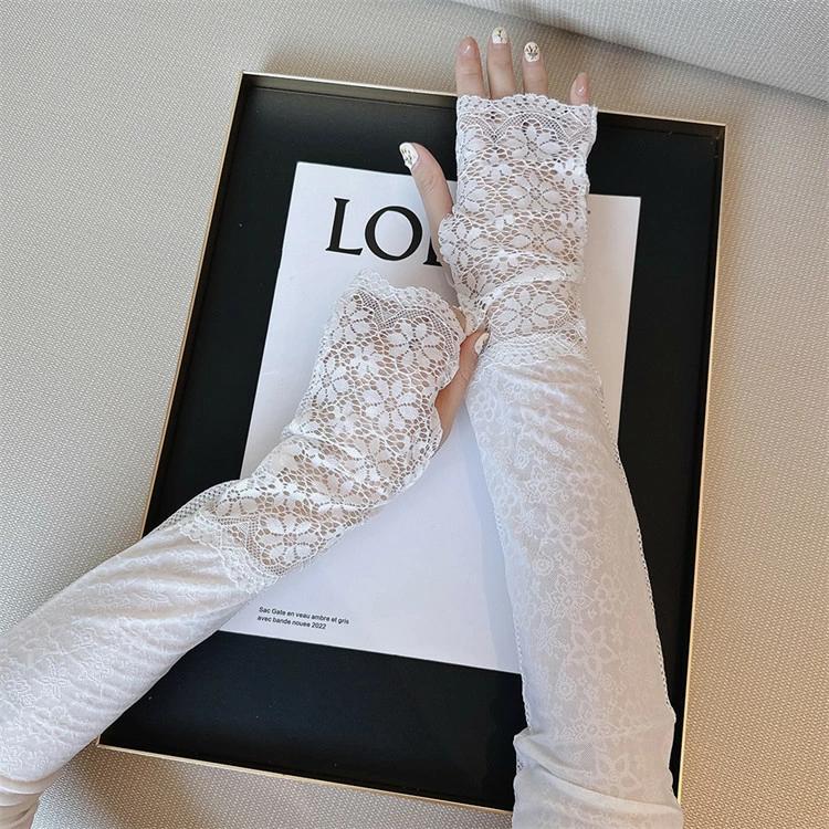 UVカット 接触冷感 メロー かわいい UV メッシュ アームウォーマー レディース おしゃれ レース 運転 アームカバー 指穴 通気性