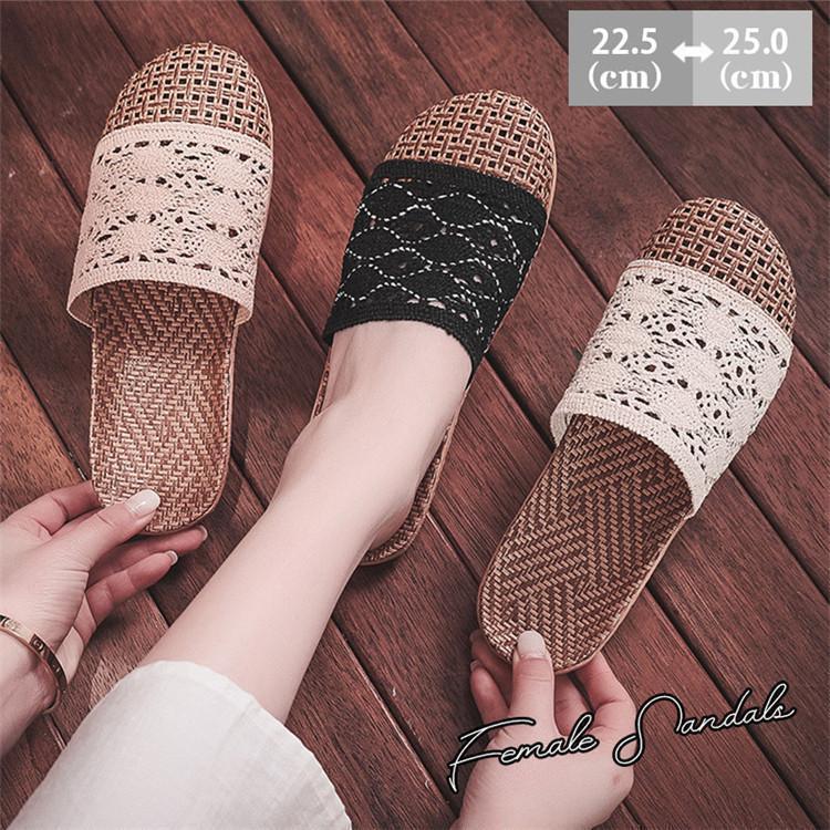 22.5cm~25cm スリッパ 疲れない 歩きやすい 可愛いサンダル 履きやすい 刺繍レース ビーチサンダル レディースサンダル
