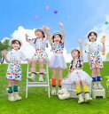 オール 子供 可愛い 水玉 カラフル チュチュスカート キュロット ショートパンツ サロペット 半袖シャツ 2点セット 衣装 ダンス