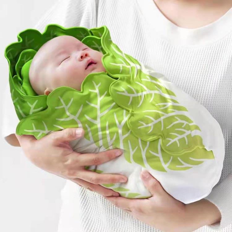 2点セット！白菜 赤ちゃん おしゃれ おもしろ 野菜 ベビー ブランケット ブランケット 寝かしつけ 帽子付き SNS映え 出産祝い ニ
