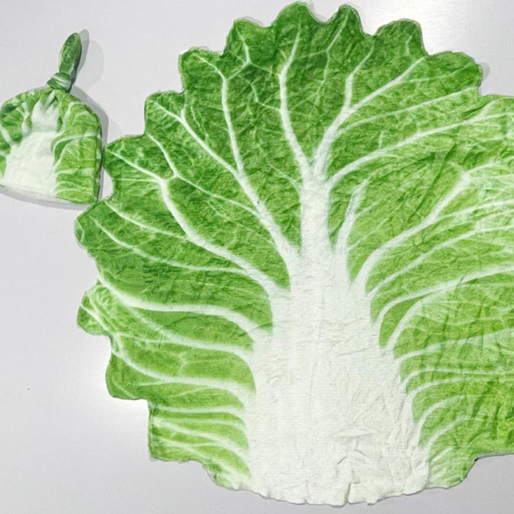 2点セット！白菜 赤ちゃん おしゃれ おもしろ 野菜 ベビー ブランケット ブランケット 寝かしつけ 帽子付き SNS映え 出産祝い ニ