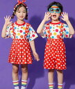 ドッ ショートパンツ サロペット 吊りスカート 半袖Tシャツ 水玉 カラフル お揃いウエア 合唱 ダンス 学園制服 キッズ 夏ウエア
