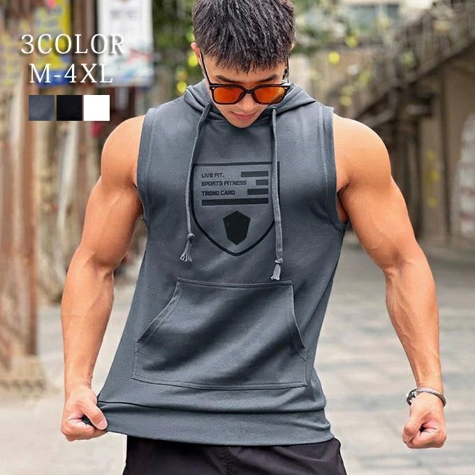 ランニングウェア ジムウェア 筋トレ トップス プリント クルーネック タンクトップ プルオーバー ノー..