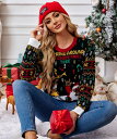 トナカイ柄 セーターサンタクロース柄 クリスマスセーター コスプレ プルオーバー クリスマス衣装 クリスマス元素 ニ レディース