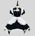 裾フリル 穴開け メイドコスチューム ワンピース ロリータ ショート丈 Aライン メイド服 半袖 ミドル丈 大人 メイド服 中華風