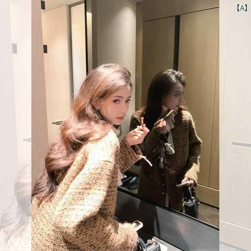 カーディガン ショート フレンチ ジャケット お洒落 ツイード 韓 レディース 秋冬 可愛い 春秋 キレイ