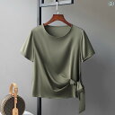 トップス Tシャツ ラウンドネック マルベリー 半袖 夏 2025 無地 レディース シャツ 厚手 レディース トップス