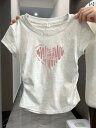グレー スリム ウエスト プリーツ シック 夏 女性 半袖 Tシャツ ショルダー ストレート 綿 mm 大きいサイズ レディース トップス