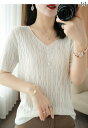 トッ おしゃれ 無地 Tシャツ スリム ゆったり 薄手 半袖 ボタン Vネック 夏 レディース マルベリー クール レディース トップス