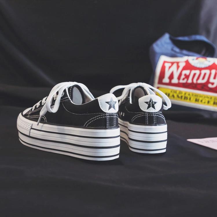 レディース 通学 スニーカー シューズ 厚底 キャンバスシューズ 靴 靴 大人 秋 学生 軽量 帆布 厚底 ス..