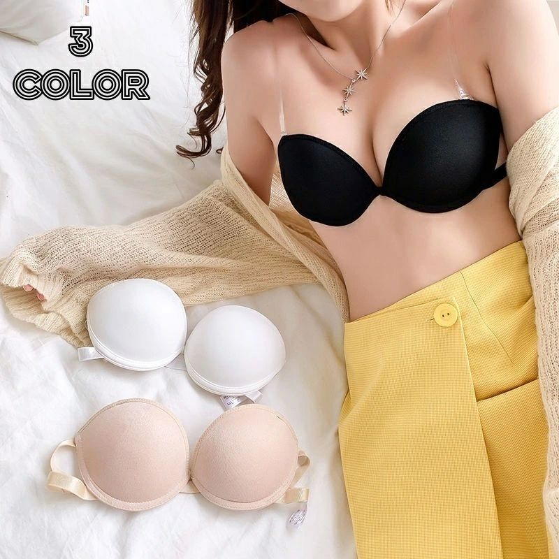 チュー 4分の3カップ 下着 ブラジャー インナー 婦人 女性 レディース 透明ストラップ付 ノンワイヤー..