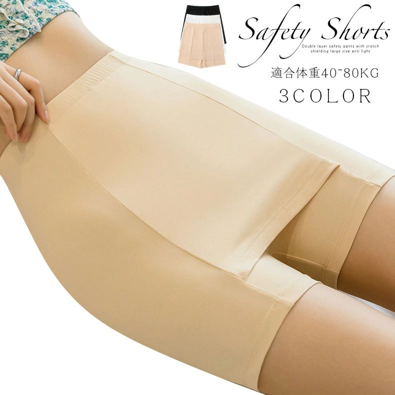 オールシーズ 大きいサイズ ストレッチ素材 伸縮性 肌着 下着 2層透け防止 チラ見え防止 冬 秋 夏 春 見せパン ウエストゴム