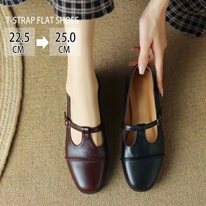 トレンド おしゃれ カジュアルシューズ 森ガール ローヒール 太めヒール フラットシューズ 靴 レディース Tストラップシューズ