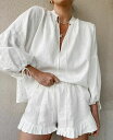 大 ビッグシルエット 涼しい 冷感 薄手 夏服 長袖 カジュアル 上下セットアップ UVパーカー レディース ショートパンツ ブラウス