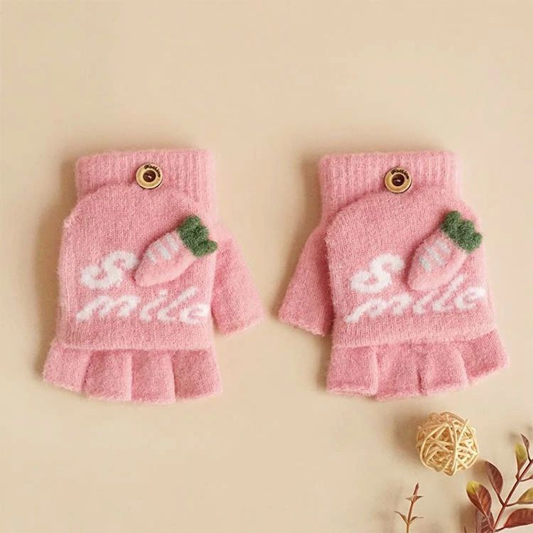 GSUショップのフィンガ 暖かい 女の子 おしゃれ かわいい ジュニア キッズ ハンドウォーマー 2組セット フィンガーレス 指なし パステルカラー｜アングル3