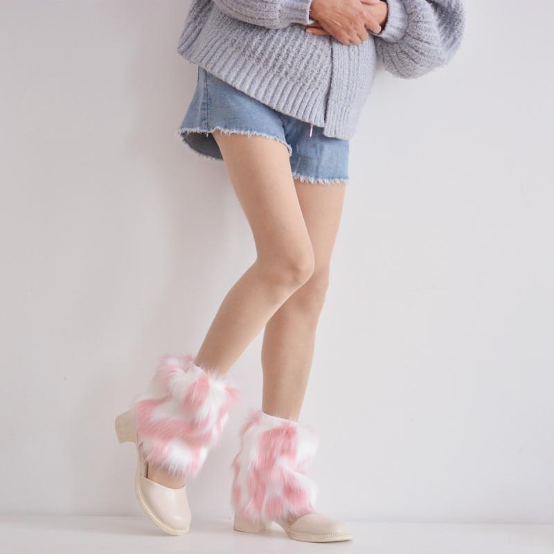ショート ロング カバー ブーツ 暖かい 秋冬用 毛皮 レッグカバー ピンク ホワイト...