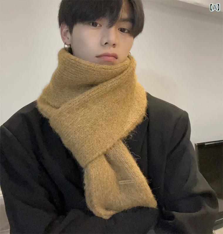 シンプル 無地 ロング ショール 暖かい ウール ニット ファッション 韓国 スカーフ ソリッドカラー メ..